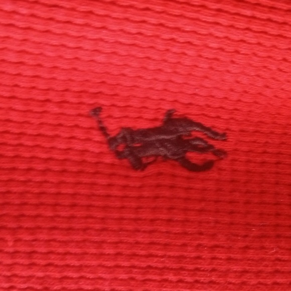 Polo Ralph Lauren Cotton Long Sleeve Logo Shirt Thermal Textured Red ♥️ - Picture 4 of 14